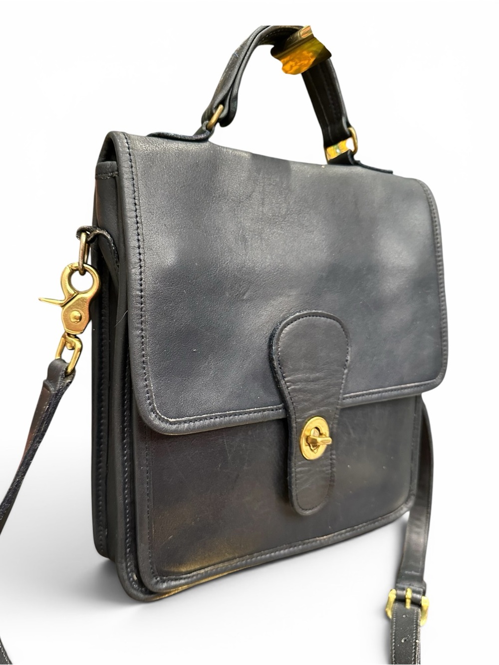 Vintage Coach Station Bag Navy Glove Tanned Leather Crossbody | 90s Minimalist